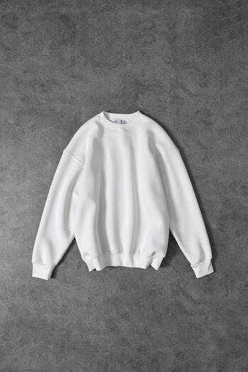 Slatra Ανδρικό φούτερ με λευκό Basic Crew Neck Oversize