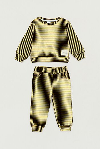 Fulla Moda Crew Neck Unisex Children's Striped Suit