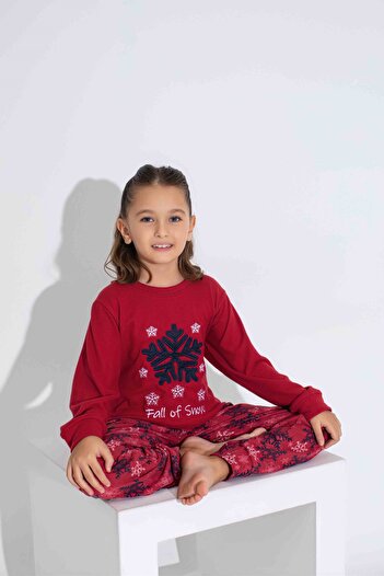 Tarık Girl's Thermal Long Sleeve Fabric Winter Warm Pajama Set