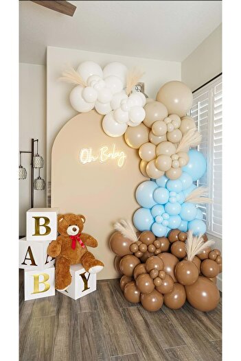 Organizasyon Pazarı Balloon Set Sea Sand-White-Caramel-Macaron Blue Set of 60 Balloon Chain