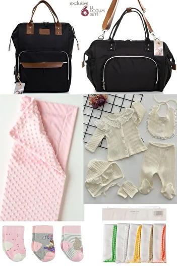 Necix's 6-Piece Baby Birth Set - Hospital Exit, Mother and Baby Care, Shoulder and Backpack, Blanket, Socks and Wipes