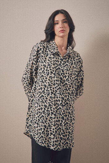 Fulla Moda Plus Size Leopard Patterned Palazzo Set - Fullamodest