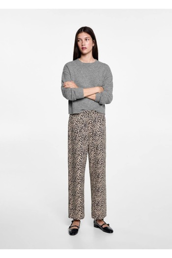 Mango Teen Leopard Pattern Straight Cut Trousers