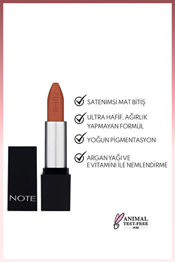 NOTE Mattever Lipstick Yarı Mat Saten Bitişli Ruj 04 Indian Curry - Nude