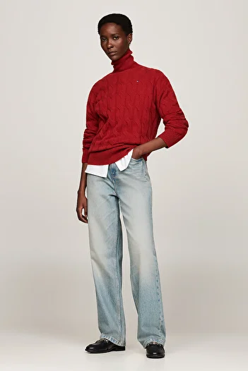 Tommy Hilfiger SOFT WOOL CABLE ROLL-NK SWEATER