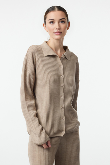 Trendyol Collection Mink Shirt-Pantalon Knitwear Top and Bottom Set Twoaw25Au00049