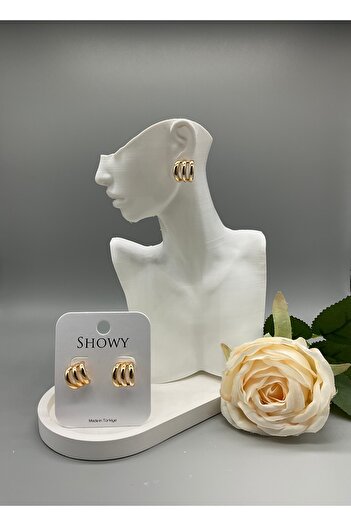 REYNA Kadın Gold Renk Halka Model Minimal Küpe