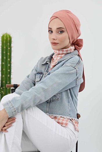 Aisha's Design Χειμερινό καπέλο με ζώνη, b-31rb, σολομός