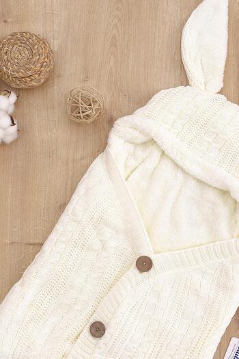 Sitilin Girl Boy Baby Rabbit Ear Buttoned Cream Baby Swaddle Swaddle Stl6817