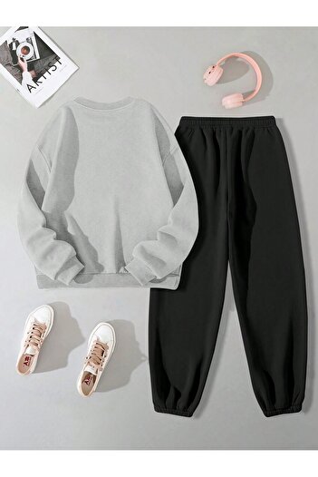 Mythologie New York 1883 Sweatshirt Sweatpants Jogger - Gray Black Printed Tracksuit Crew Neck
