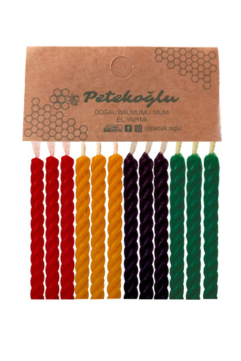 Petekoğlu (12 Adet) Renkli Balmumu Mum Doğal Petek Pasta Parti Mumu Doğum Günü Nişan Kına Gecesi Beeswax Cand