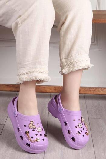 rekorsport Women's High-Sole and Rhinestone Slippers - Comfort Daily Shoes for Sea, Pool, Sabo, Doctor, Nurse and Hospital
