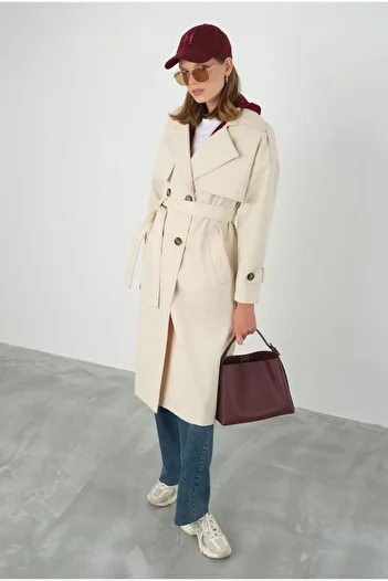 HEQA Bone Trench Coat with Windshield - Classic Design