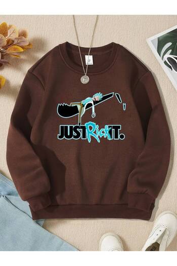 LePold Суитшърт за момиче/момче с 3 нишки с кръгла яка Just Rick Printed