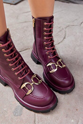 NILUFARR Annabel Claret Red Genuine Leather Women's Boots
