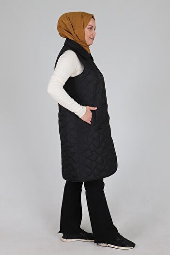 Moda Rosa 24K30008 - BLACK - Large Size Hijab Quilted Vest