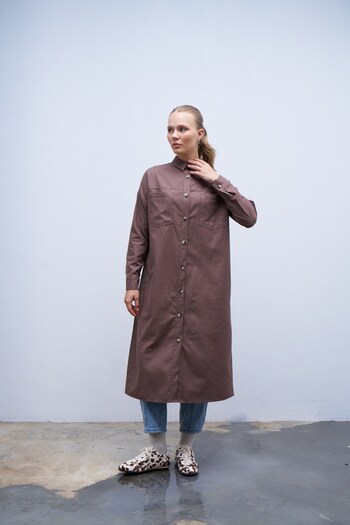 QANU Brown Belted Shirt