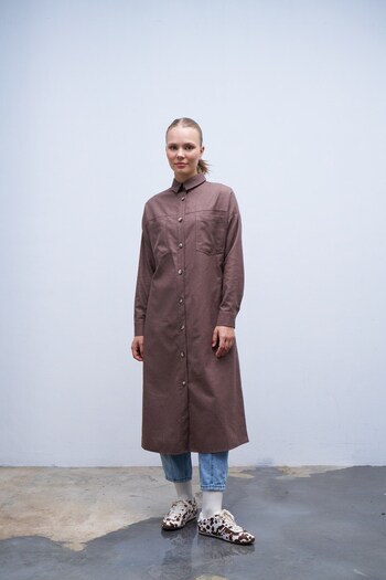 QANU Brown Belted Shirt