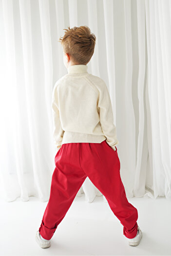 Catz Kids Red Gabardine Stitched Carrot Trousers