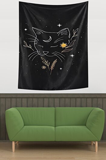 on the clouds Cute Cat Star Tapestry - Non-Slip Fabric Wall Cloth Sleeping in the Moon Light