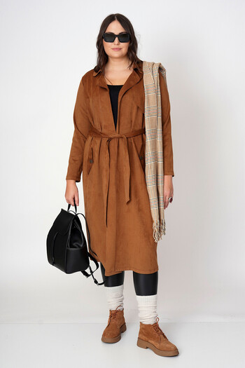 Büyük Moda Suede Trench Coat