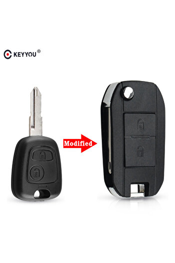 Choice حافظة مفاتيح سيارة قابلة للطي معدلة من KEYYOU مع غطاء فوب لسيارة بيجو 206 207 وسيارة سيتروين عن بعد 2 زر...