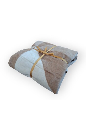 stay with love Double Cotton Blanket - 180*220 Cm, Brown/White