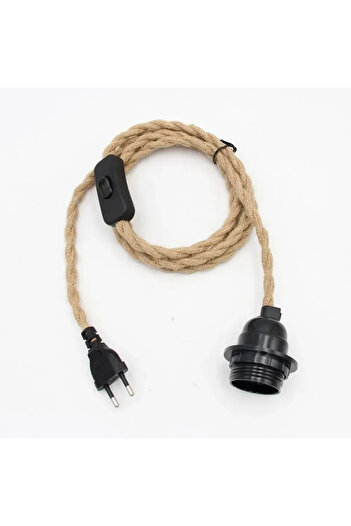Choice Industrial Retro Hanging Lamps Hemp Cord Twisted Cable E27 Lamp Holder for Bedroom Corridor Balco...