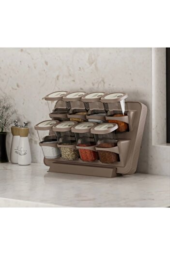 Home Henna 8Pcs 360 °   Adhesive Wall and Countertop Spice Rack Stand with Swivel Head