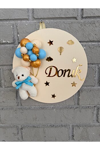 NeşeliAtölyem 26 cm Yuvarlak Bubble Ayıcıklı Bebek Kapı ve Duvar Süsü