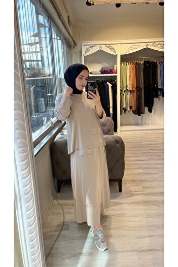 Invee İnvee 7023 Beige Modal Set - with Skirt