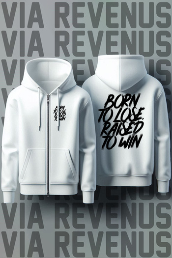 Vordevia Born To Lose Μπροστινή και Πίσω Ζακέτα με φερμουάρ Unisex Λευκή Φούτερ