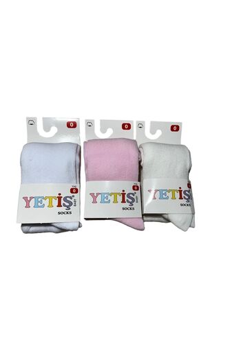 YETİŞ Set of 3 Cotton Tights for Baby Girls