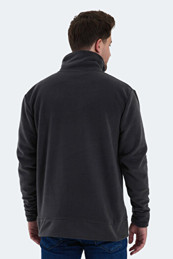 Slazenger Kadmos Men's Zippered Stand Collar with Pockets Dark Gray Fleece