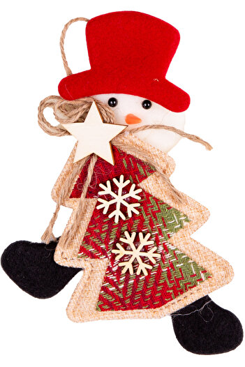 Herdekora Christmas Ornament Snowman Pine Tree Figured Red 16X17 Cm.