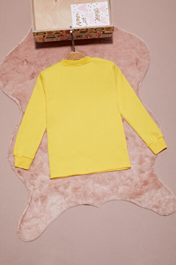 Cansın Mini Sarı Yazı Nakışlı Kız Çocuk Çıtçıtlı Sweatshirt 16415