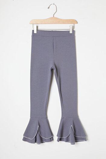 Cansın Mini Girl's Flounced Gray Ankle Tights 16382