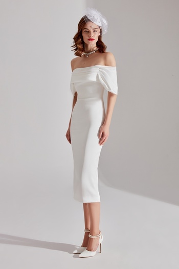 BETTY & SAM Feroa WEISSES Off-Shoulder-Kleid