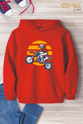 Cevval Oversize Hooded Motor Kids Sweat Shirt