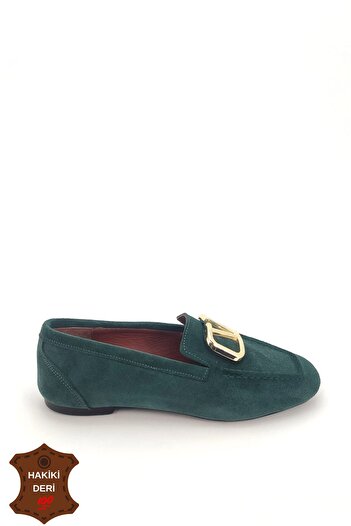Seniorah Green Suede Leather Women's Ballerinas - Carre
