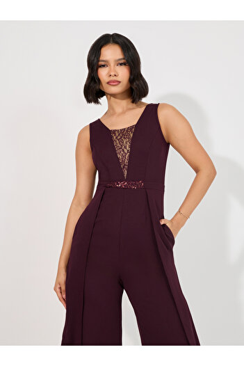 Styli Wide Leg Sleeveless Sequined Jumpsuit