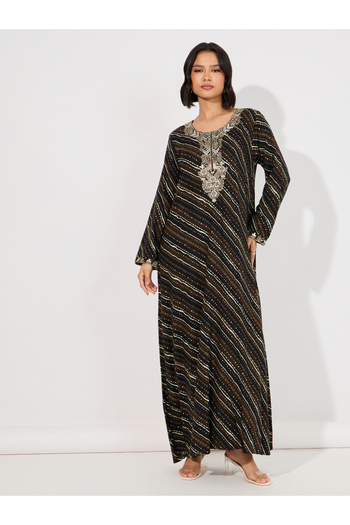 Maxim Creation By Styli Geo Print Rayon Mukhawar Jalabiya with Handwork