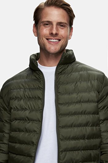 UCLA Ανδρικό παλτό NORTHWIN Green Polyester Standard Fit με φερμουάρ και τσέπες