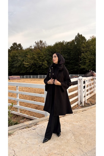 Aranlı tekstil Fur-Lined Collar Women's Coat
