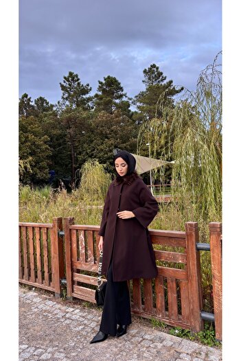 Aranlı tekstil Fur-Lined Collar Women's Coat