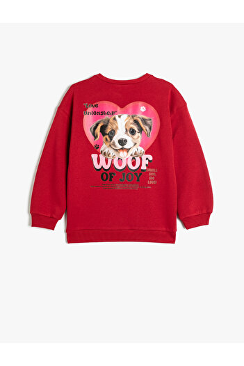 Koton Dog Printed Crew Neck Long Sleeve Sweatshirt