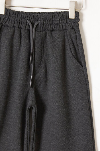 Cansın Mini Boy's Anthracite Basic Elastic Waist Shorts - 19043