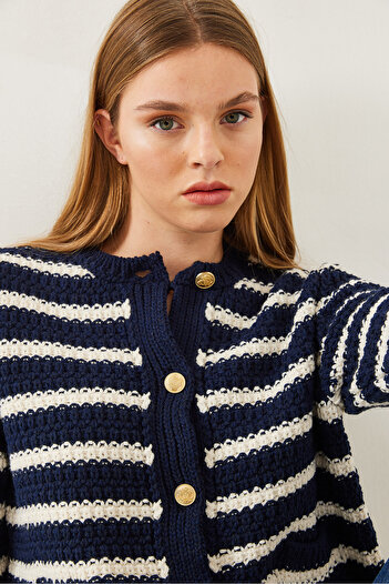 Bianco Lucci Women's Striped Cardigan 20246237