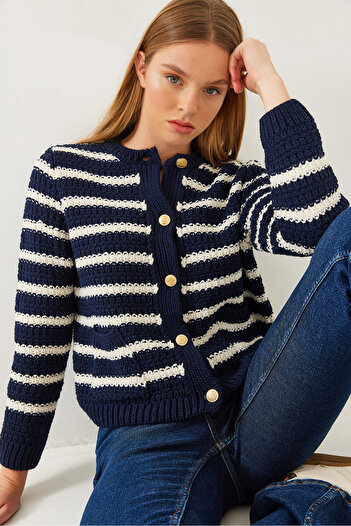 Bianco Lucci Women's Striped Cardigan 20246237
