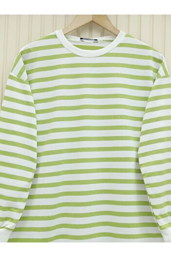 Modamorfo Seitlich gestreiftes Sweatshirt mit Rundhalsausschnitt
